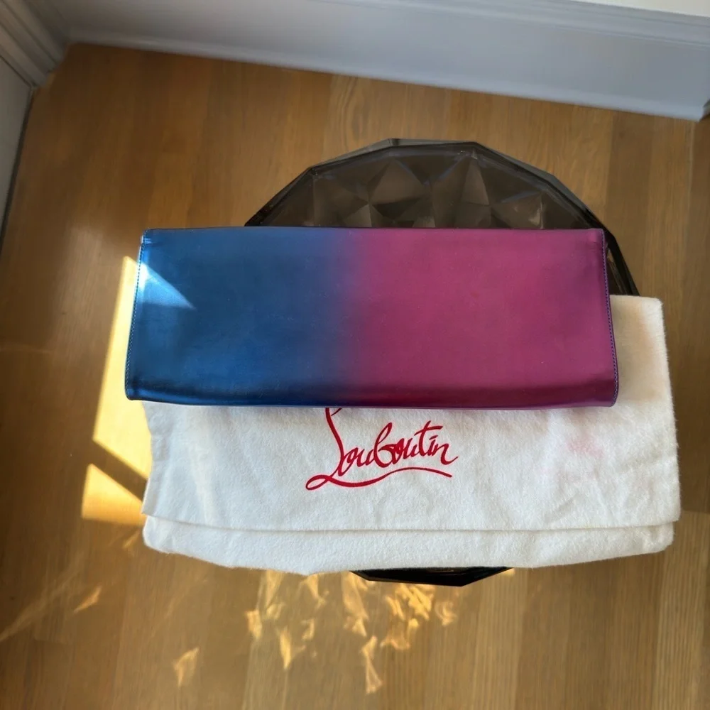 Christian Louboutin Pigalle Patent Degrade Clutch Bag, Blue/Fuchsia - Picture 7 of 9